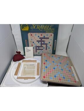 1977 Scrabble Deluxe Edition Game With Turntable Base Selchow & Righter Complete